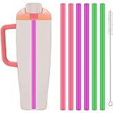 6pcs Straw Replacements for Owala FreeSip Sway 40oz, Reusable Plastic Straws with Cleaning Brush for Owala FreeSip Tumbler 40oz, Water Bottle 40 oz Accessories Parts (Purple, Pink, Green)