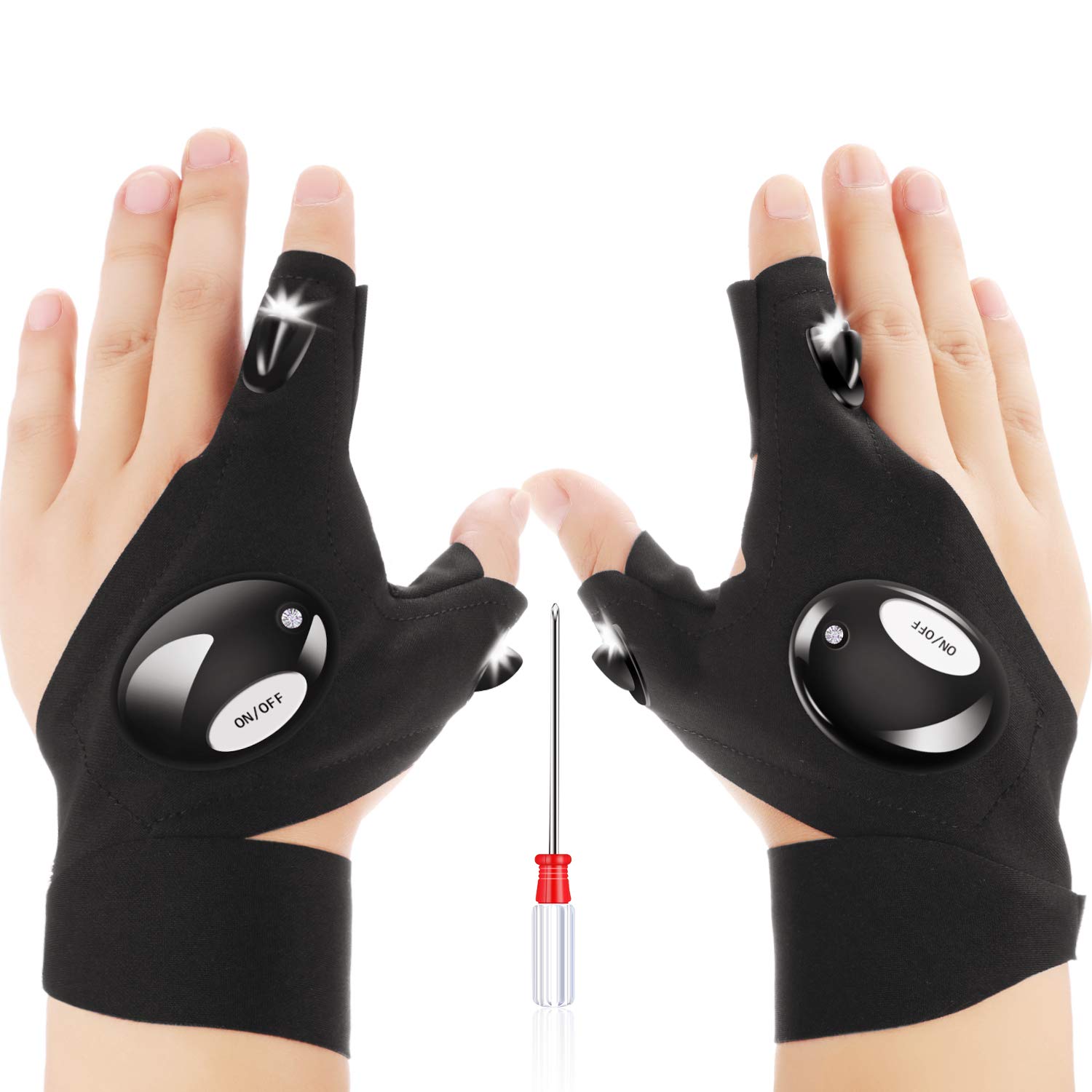 Mudder Gifts for Men Him Dad LED Gloves with Lights for Fishing Birthday Gadgets Father's Day Gifts for Men Flashlight Glove for Darkness Places Fishing Camping Hiking Tools