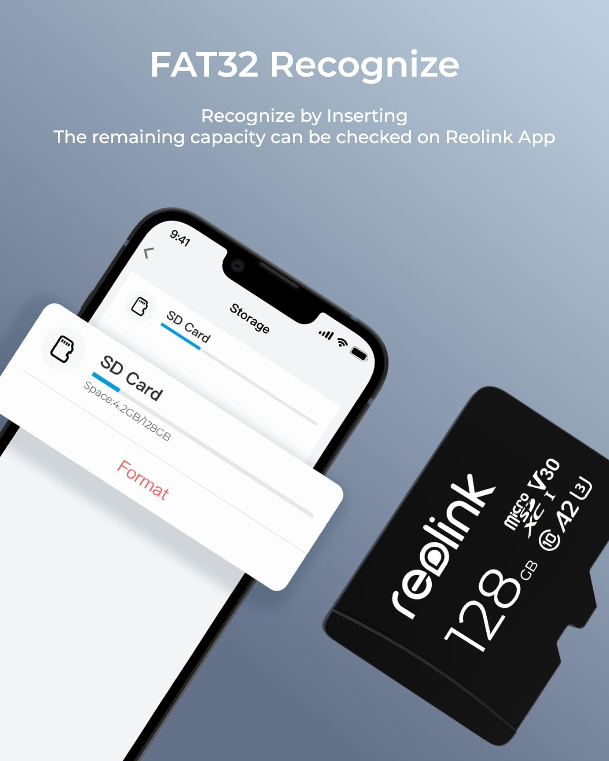 REOLINK 128GB microSDXC UHS-I Memory Card, U3, A2, V30, Class 10, Micro SD Card Compatible with Reolink Security Camera