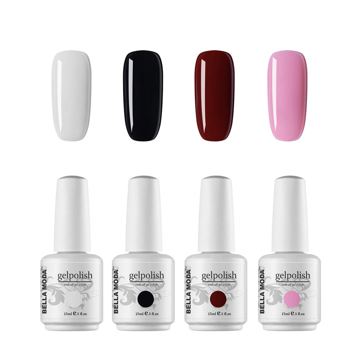 BELLA MODA Gel Nail Polish 4 Colors Set 15ml Nail Gel Soak