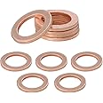 Wevdn 10 PCS Oil Drain Plug Gasket, 14mm Cooper Crush Washer Oil Sealing Gaskets, Automotive Replacement Drain Plug Gaskets Compatible with OEM PN Part 007603-014106, Car Accessories