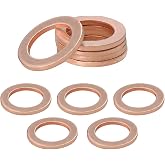 Wevdn 10 PCS Oil Drain Plug Gasket, 14mm Copper Crush Washer Oil Sealing Gaskets, Automotive Replacement Drain Plug Gaskets Compatible with OEM PN Part 007603-014106, Car Accessories