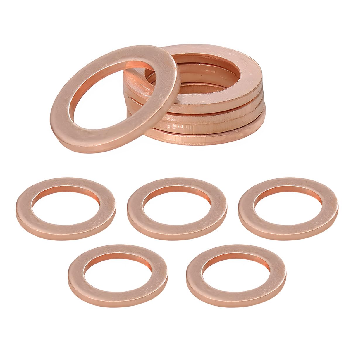 Photo 1 of Wevdn 10 PCS Oil Drain Plug Gasket, 14mm Cooper Crush Washer Oil Sealing Gaskets, Automotive Replacement Drain Plug Gaskets Compatible with OEM PN Part 007603-014106, Car Accessories