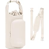 Ceneda Water Bottle Carrier Bag with Phone Pocket 32oz 40oz Tumbler Insulated Water Bottle Holder with Adjustable Shoulder Strap Carrier Sling Bag (Beige)