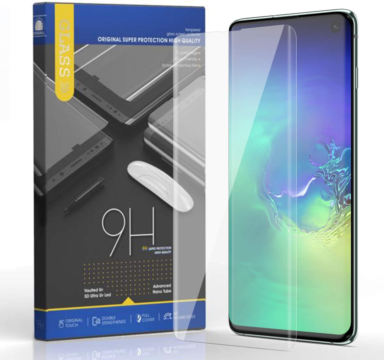 Galaxy S10 Screen Protector, [SMAPP] Full 3D Curved Edge Tempered Glass for Samsung Galaxy S10 (2019) - 2 Pack [Solution for Fingerprint Sensor on Glass ] Liquid Installation