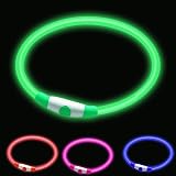 woeita LED Dog Collar Glow Light USB Rechargeable Green - Cut to Fit