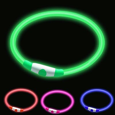 woeita LED Dog Collar Glow Light USB Rechargeable Green - Cut to Fit