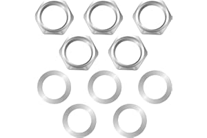 simarro 5 Set Jack Socket Nut with Washer, 3/8" Guitar Nuts and Washers Guitar Input Output Jack Socket Nuts and Washers Silver Hex Nut Washer for Guitars Bass