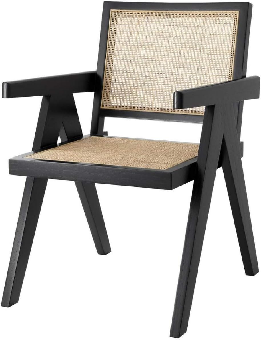 Casa Padrino dining chair black/natural 57 x 65.5 x H. 90 cm Solid