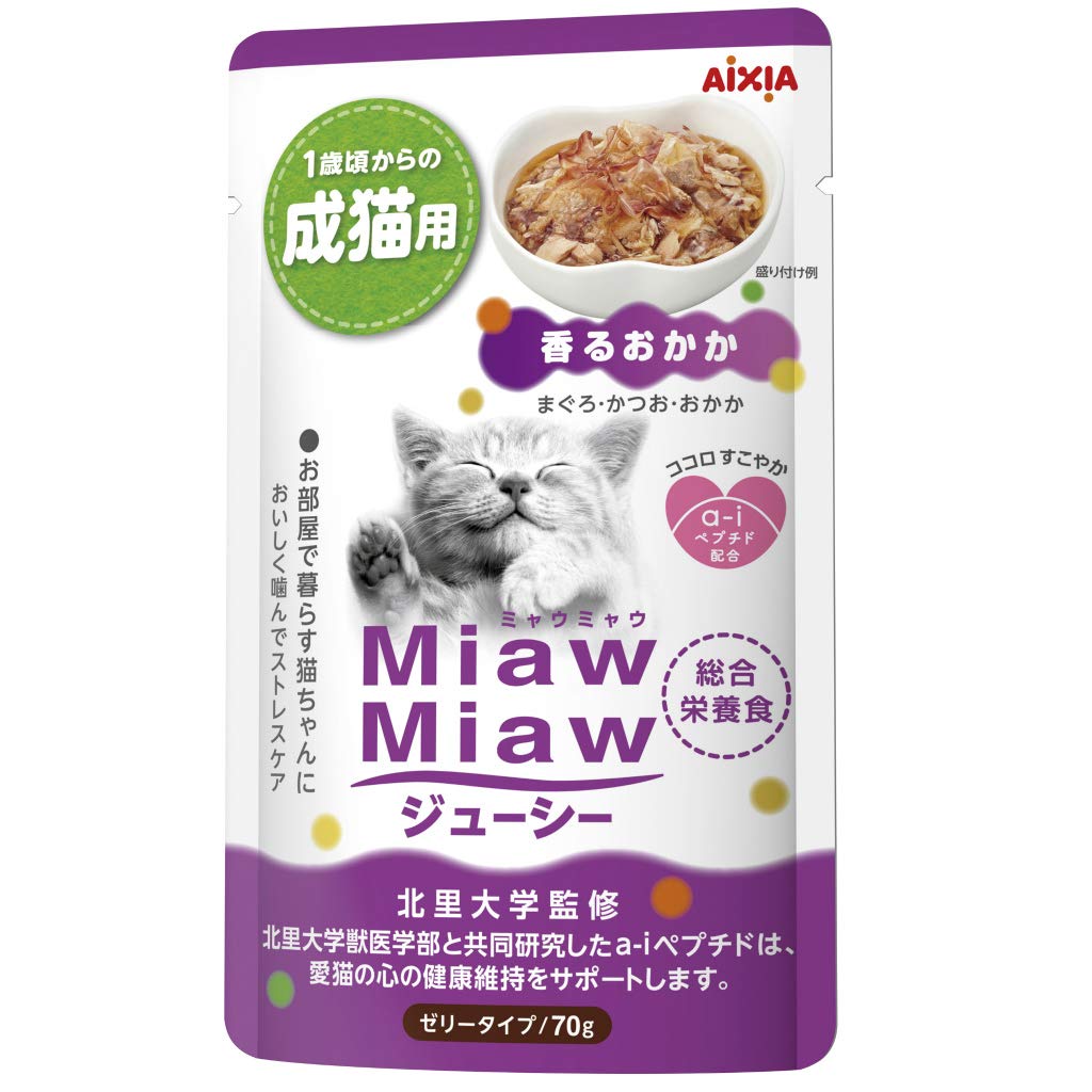 ミャウミャウ ジューシー香るおかか成猫用総合栄養食 70g×12個の商品画像