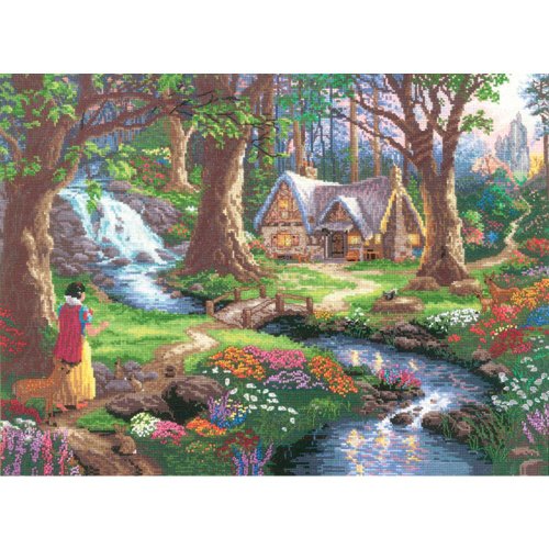 M C G Textiles Disney Dreams Collection by Thomas Kinkade Snow White Discovers,16-Inch by 12-Inch, 18 Count