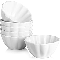 DOWAN Ramekins 4 oz, Creme Brulee Ramekins, Flower-Shaped Porcelain Ramekins Oven Safe for Baking Souffle, Custard Cups, Smal