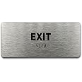 Exit Identification Sign - ADA Compliant Sign, Raised Icons, Raised Braille, Brushed Aluminum, TCO Inspection Certified (7"W 
