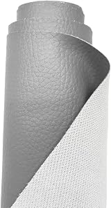 A-Express Grained Faux Leather Fabric Grey 0.8mm 140cm x half metre