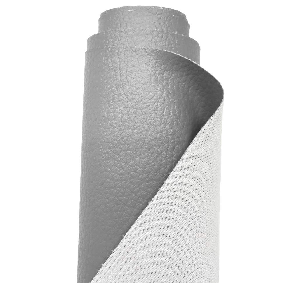 A-Express Grained Faux Leather Fabric Waterproof Heavy Duty Leatherette Vinyl Leathercloth Upholstery Textured Material - Grey 2 Metres 200cm x 140cm — image 1