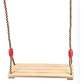 ZOENHOU 15.8 x 6.3 Inch Wooden Swing Seat, Hanging Wood Swings, Wooden Tree Swing with Adjustable 48 to 83 Inches Rope, 220 LB Capacity Sturdy Swings for Yard, Garden, Red Knot