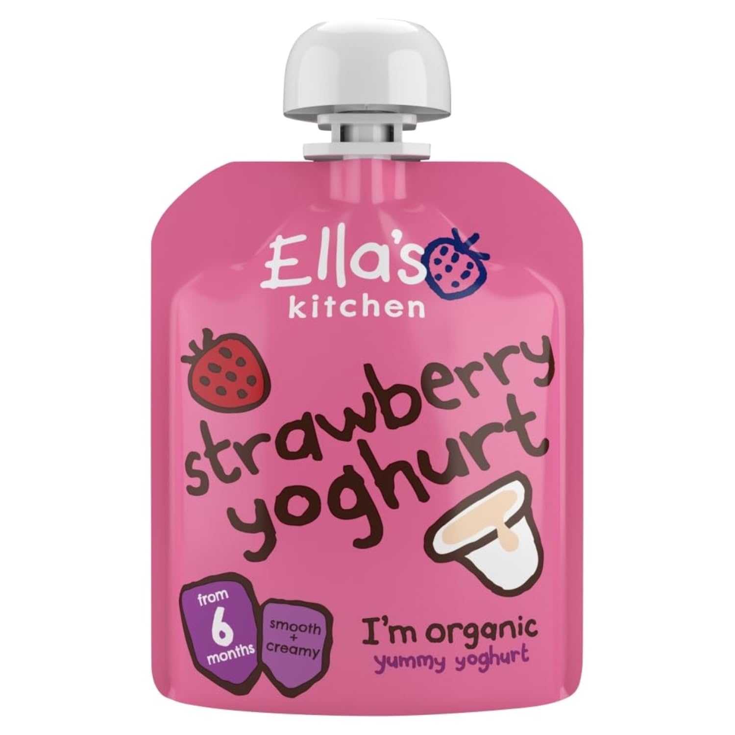 Ella's Kitchen Organic Greek Yoghurt and Strawberry, 90g strawberries