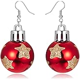 Lightweight Christmas Dangle Earrings for Women Creative Red Green Ball Earrings for Women Christmas Jingle Bow Earrings Christmas Jewelry Gift