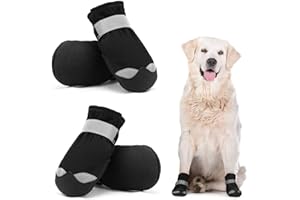 DOCIOTE Waterproof Dog Shoes for Large Medium Dogs - Winter Snow Dog Booties Paw Protection with Adjustable Straps Rugged Anti-Slip Sole - Hiking Outdoors Pet Boots Paw Protectors Comfortable