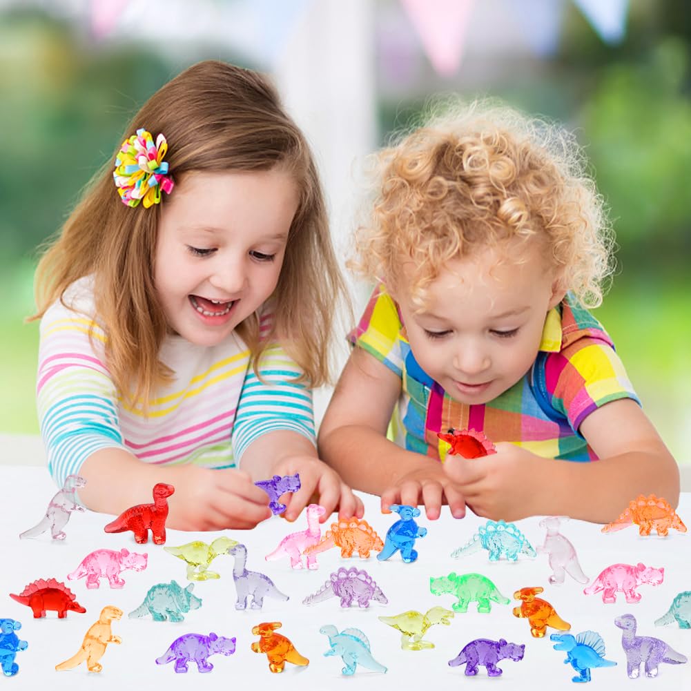 TOUCH TOP Mini Animals Figures to Hide, 60 pcs Mini Dinosaur Figures Sensory Bin Treasure Prize Box Toys for Kids Classroom Mini Resin Dinosaurs Party Favors Vase Filler
