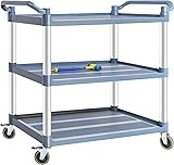BRLJUNEO Plastic Utility Carts with Wheels, 3-Tier
