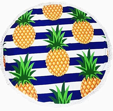 Serviette De Plage Ronde Ananas Diamètre 60 Pouces Avec Franges épaisse Serviette Geante Microfibre Mandala Coton Tapisserie De Plage Ananas