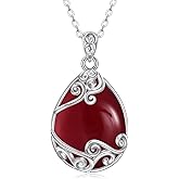 YAFEINI 925 Sterling Silver Moonstone Necklace Filigree Teardrop Pendant Necklace Jewelry for Women Girls