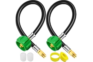 FJXBYWM 2 Pack 15" RV Propane Hose with 1/4" Inverted Male Flare & Qcc1/Typel,Propane Hose-Camper Propane Hose for RV Two-Stage Regulator,Propane Tank Hose for BBQ,Outdoor Cooking,Camping etc, 350PSI.