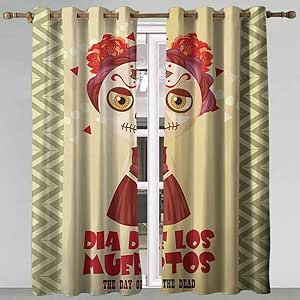 SSKJTC - Cortinas para dormitorio, día de los muertos, diseño de chica