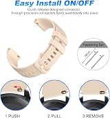 Wownadu 18mm Silicone Watch Strap Beige for Garmin Vivoactive 4S Venu 3S view 3