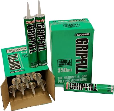 EVO-STIK GRIPFILL Gap Filling Adhesive Buff 12 x 350ml Bonds Many Surfaces