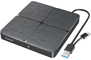 Alphami External Blu-ray CD DVD Drive, USB 3.0 and Type-C Portable 3D Blu-ray Drive CD DVD Burner Slim Optical Blu-ray Drive 