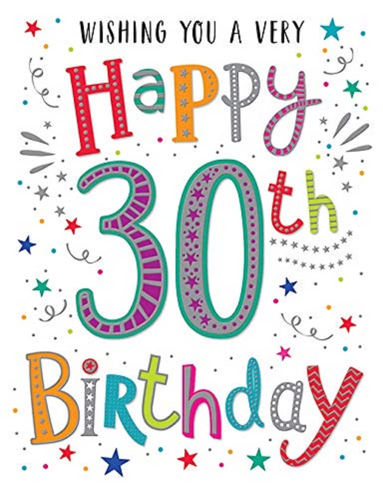Regal Publishing Modern Milestone Age Happy Birthday Card 30th - 8 x 6 inches