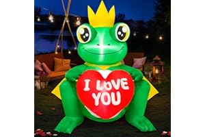 KOOY 4.2FT Valentines Day Inflatables Outdoor Decorations Valentine Inflatable Frog with Love Heart Blow Up Yard Decoration Bulit-in LEDs Holiday Party Indoor Proposal Wedding Décor