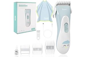 Baby Hair Clippers, Ceramic Blade Electric Kids Hair Trimmer, Ultra-quiet Cordless Rechargeable Waterproof Haircut Kit for Ki