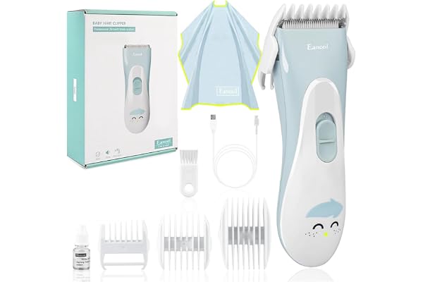 Baby Hair Clippers, Ceramic Blade Electric Kids Hair Trimmer, Ultra-quiet Cordless Rechargeable Waterproof Haircut Kit for Ki
