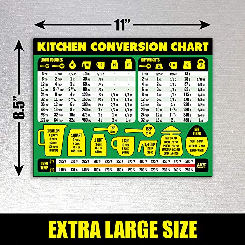 Kitchen Conversion Chart Magnet - Extra Large Easy to Read 11” x 8.5” Measurement Cheat Sheet for Cooking Baking… - Image 4