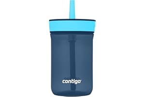 Contigo Kids’ Leighton Straw Tumbler with Spill-Proof Leak-Proof Lid 14oz Blueberry/Blue Raspberry