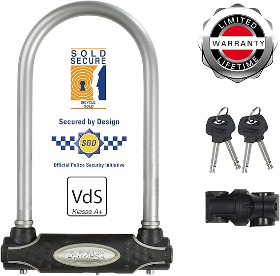 Master Lock Heavy Duty Bike D Lock [Key] [Universal Mounting Bracket