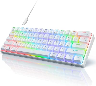 RK ROYAL KLUDGE RK61 QMK VIA 60% Mechanical Keyboard Red Switch White US Layout