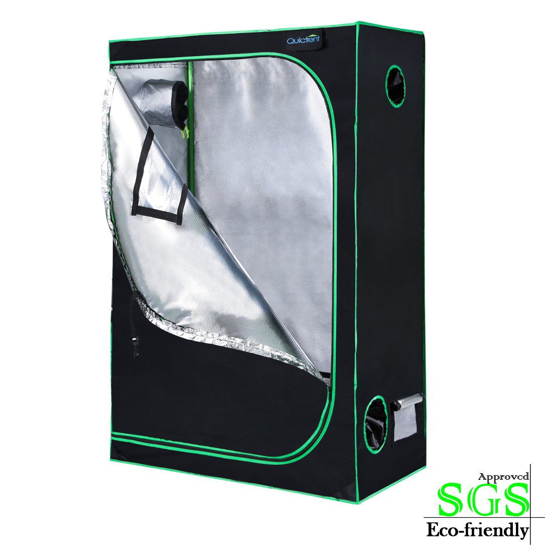 Quictent SGS Approved Eco-Friendly 48"x24"x72" Reflective Mylar Hydroponic Grow Tent with Heavy Duty Anti-Burst Zipper and Waterproof Floor Tray for Indoor Plant Growing 4’x2’