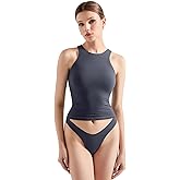 SUUKSESS Women High Neck Sleeveless Double Lined Summer Basic Crop Tank Tops