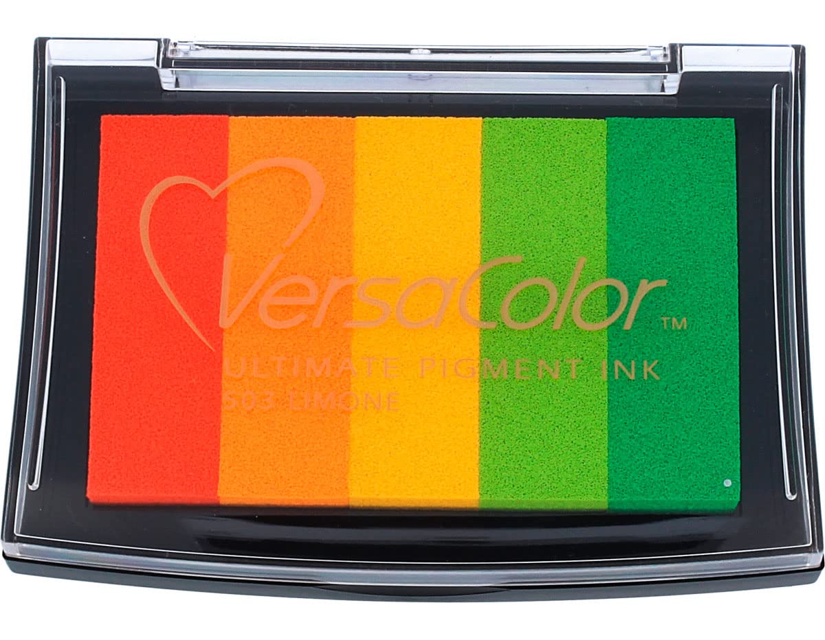 Tsukineko Versacolor 3 Colour Pigment Ink Pad, Limone, Multiple Colours