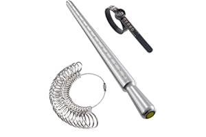 Meowoo Ring Sizer Measuring Tool Set, Ring Sizer with Magnifying Glass, Integrated Conical Solid Ring Mandrel Sizer Tools for Ring Repair and Measurement, Jewelry Sizing Measuring, Pro 3 pcs