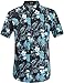 Hawaiian Shirt for Men, Flamingo Shirt, Tropical Shirts for Men Summer Short Sleeve Button Down (X-Large, Black Grey)
