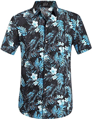 Sslr men s jungle prints casual short sleeve aloha hawa…