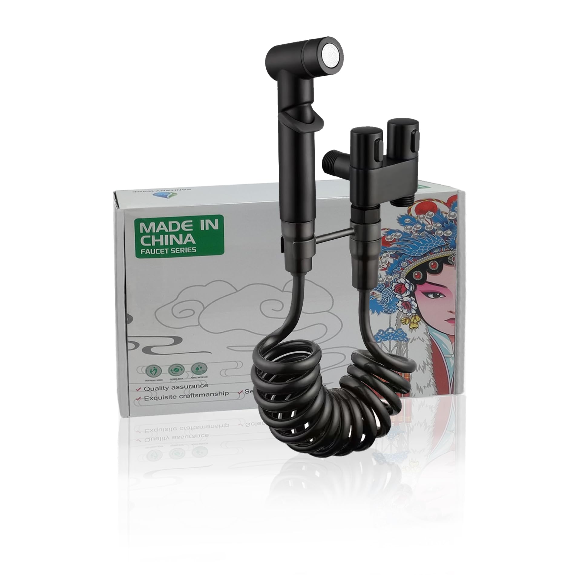 Bidet Sprayer Set, Portable Shower, Bidets Attachment for Toilet UK, Bidet Shower with Extendable 2m Hose & Dual Control Valve Sprayer, Muslim Shower, Bath taps with Shower Attachment (Black-T)