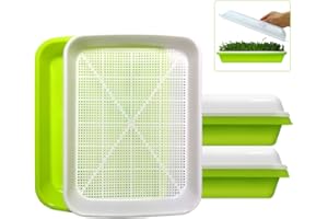 SUNPRO 2-Pack Seed Sprouter Tray BPA Free PP Soil-Free Big Capacity Healthy Wheatgrass Grower Sprouting Container Kit with Lid (2, Green)