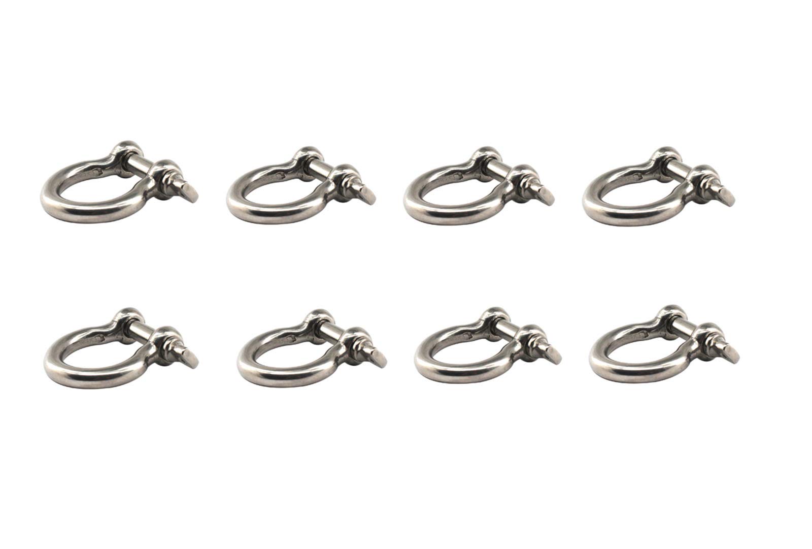 304 stainless steel bow shaped M8 shackle European style heavy duty Load lifting clamp for chain marine buckle pack of 8