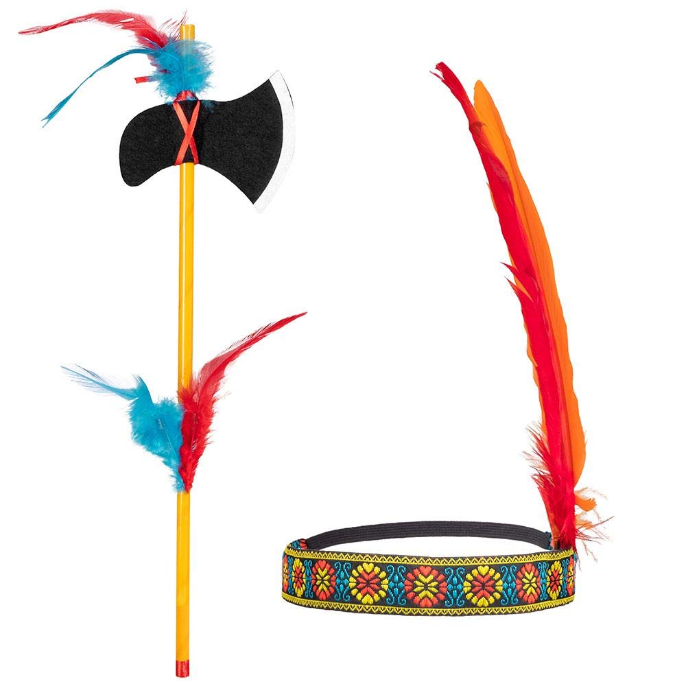Boland Native American Inspired Headband and Axe Set Accessory Fancy Dress Novelty Dress Up 2 Piece One Size Adult (Multi)